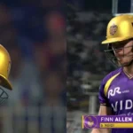 Finn Allen punches bat in anger after being dismissed by Lungi Ngidi in KKR vs D